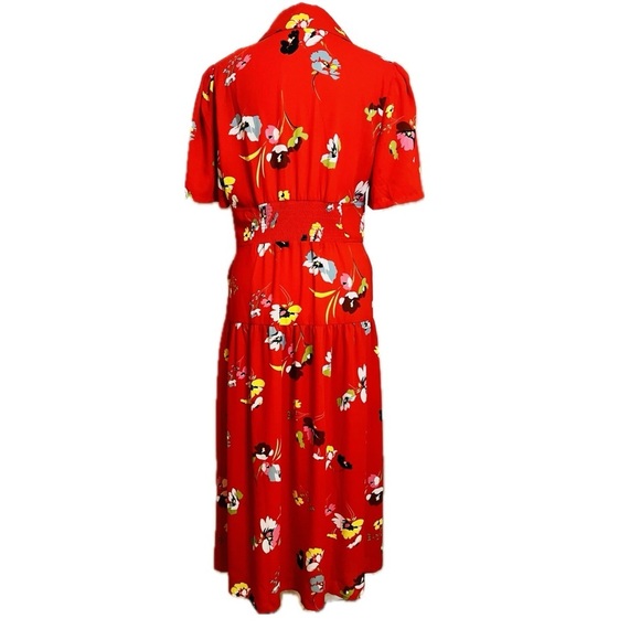 CAbi Red Floral Button-Up Midi Dress - Size S - Picture 3 of 8